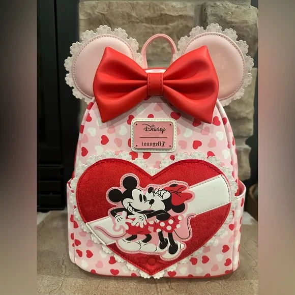 Adorable Loungefly Minnie and Mickey Mini Backpack ❤️ 💖 - Picture 1 of 9
